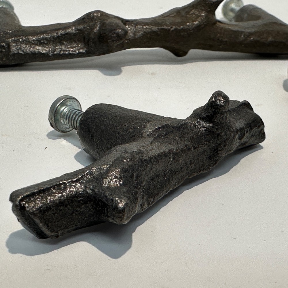 Vintage 3 Twig Cabinet Pulls aged bronze