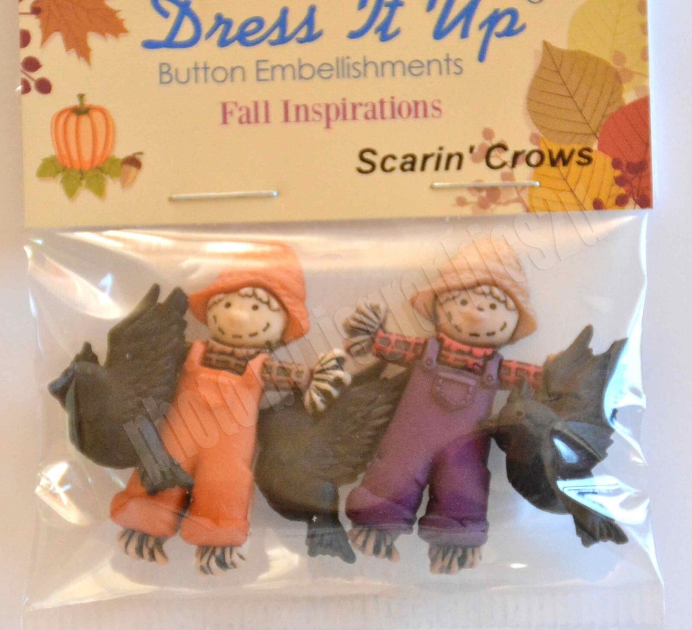 Scarin' Crows / Shank Back Craft Buttons / Fall Harvest / Scarecrow & Crows