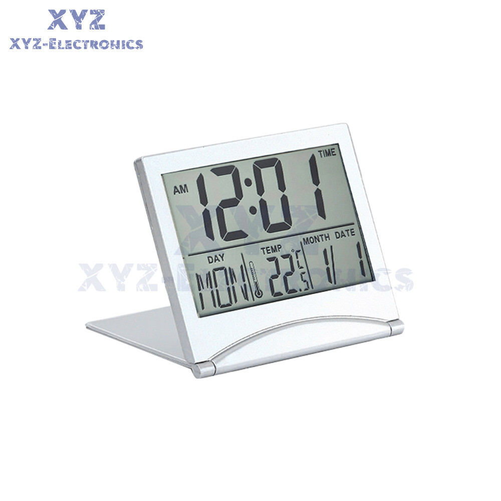 Digital Travel Alarm Clock Foldable Calendar Temperature Timer LCD Clock