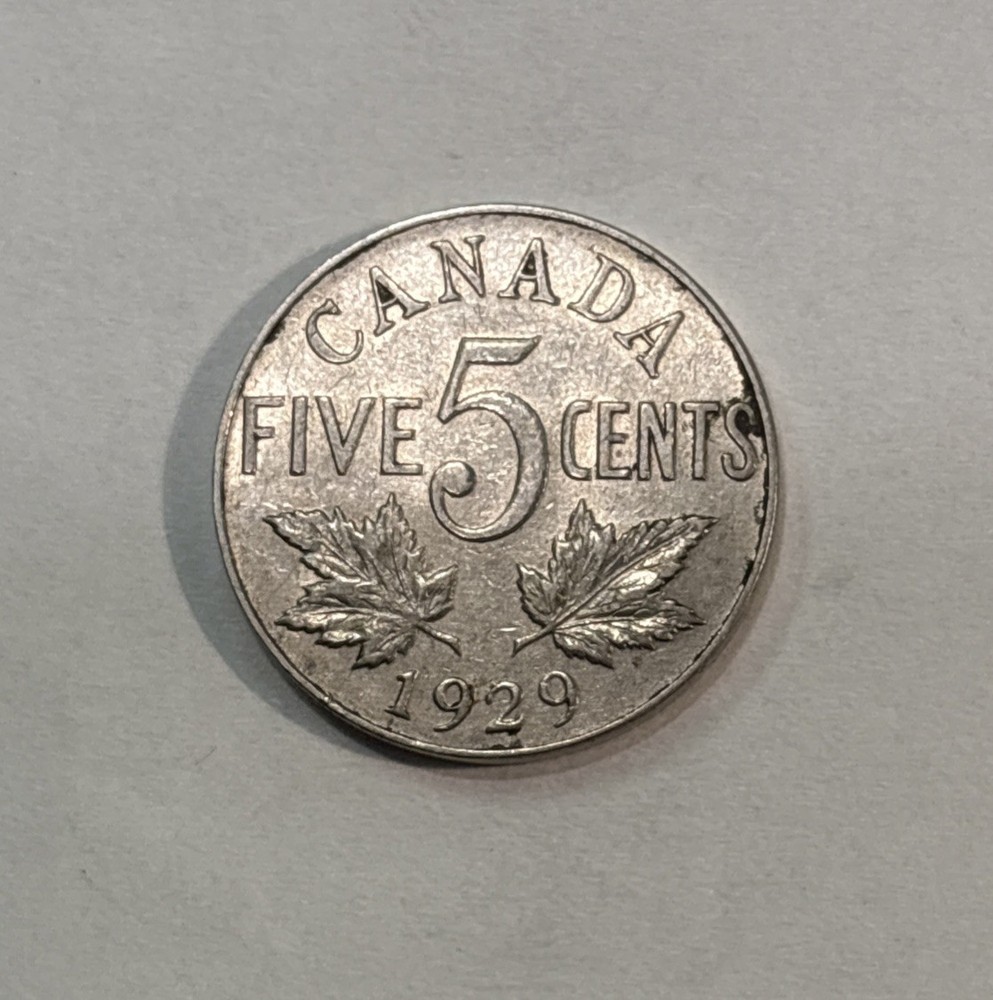 1929 Canada 5 Cent Coin! Nice Coin! ENN Coins
