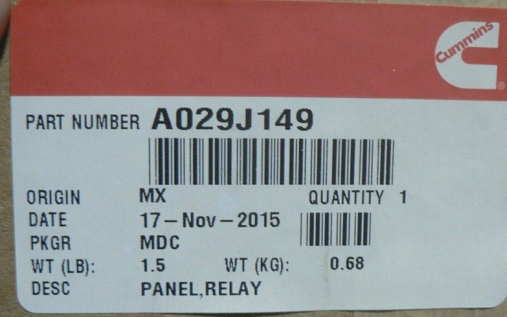 GENUINE Onan MEP-1050 RELAY PANEL A029J149