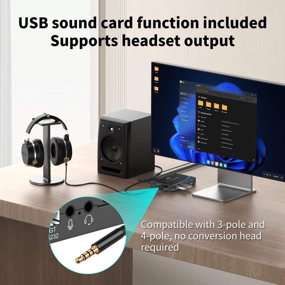 USB 3.0 Switch 4 Computers Sharing USB Peripherals, 4 Port USB Switcher Shari...