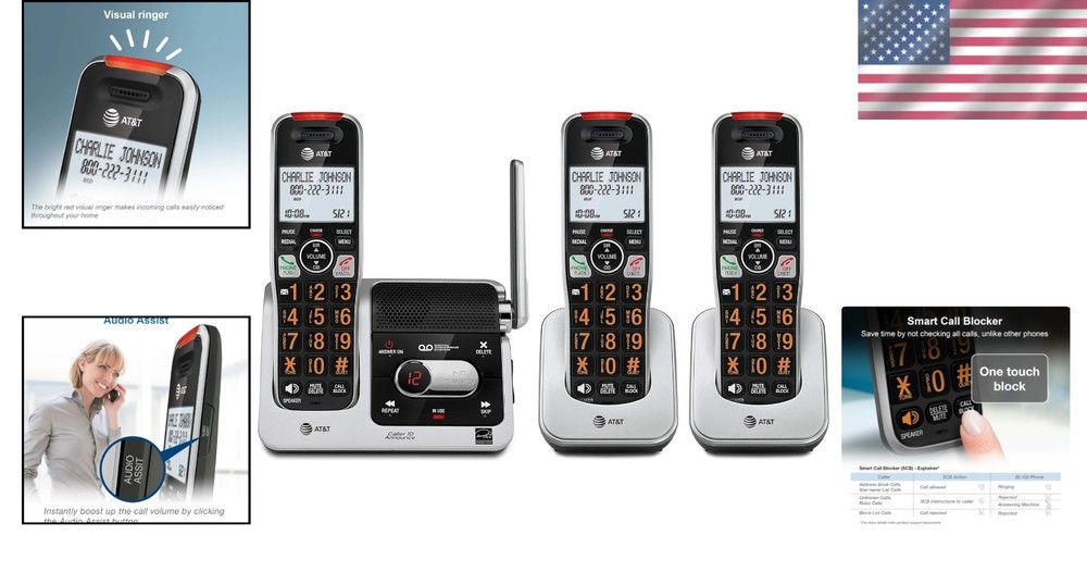 Silver/Black Home Phone Set with Answering System