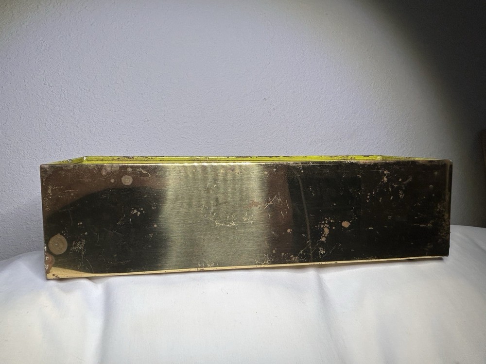 Vintage 12" Rectangular Brass Planter ~ Irving Schwartz "Contempora" Medallion