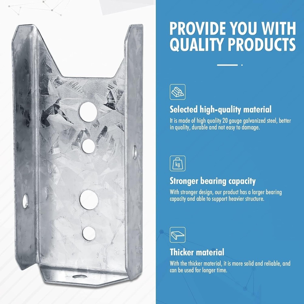 Durable 20-Pack Galvanized Fence Bracket Kit for Quick Install - Includes Screws
