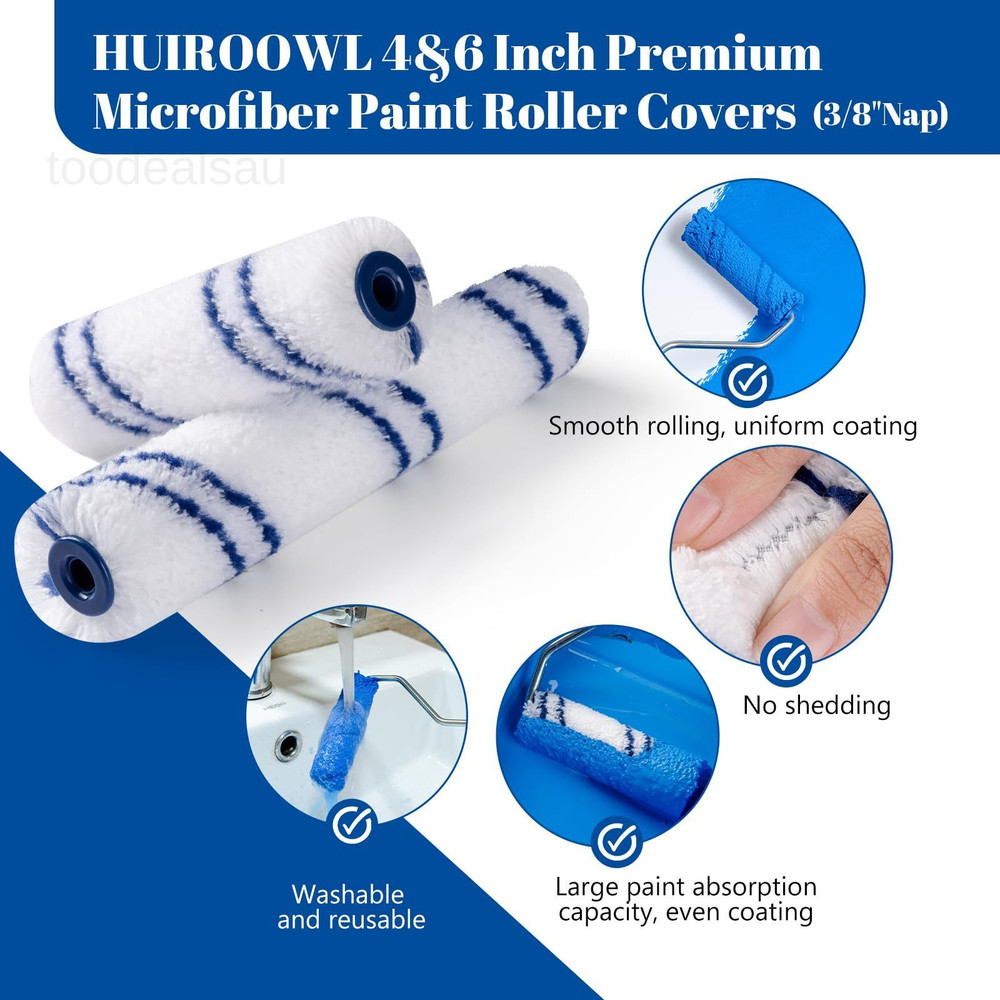 40 Pack Microfiber Paint 4&6 Inch Roller Kit, 40 Pack, Blue