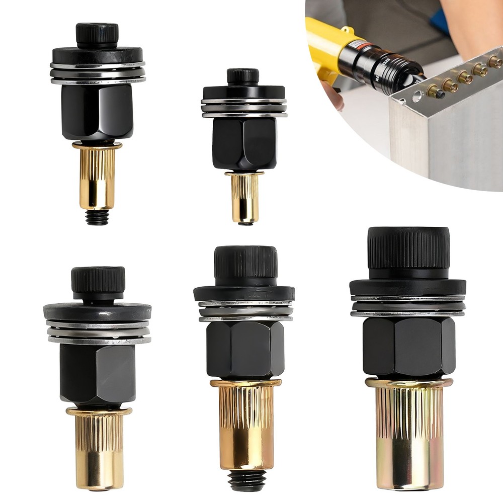 5x Manual Rivet Nut Tool Adapter Carbon Steel Flat Head Threaded Insert Nuts Set