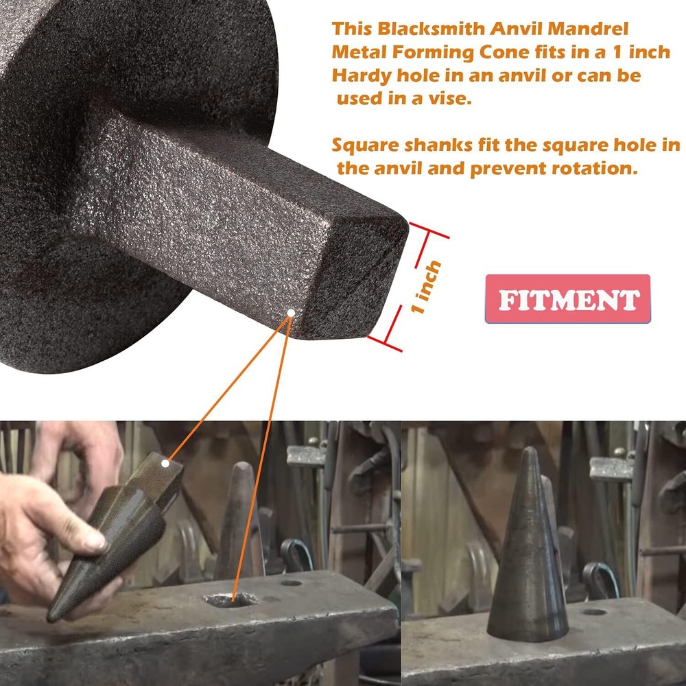 Blacksmith Anvil Cone Mandrel Hardy Tool Hard Iron Anvil Forming Cone 1“ Hardy
