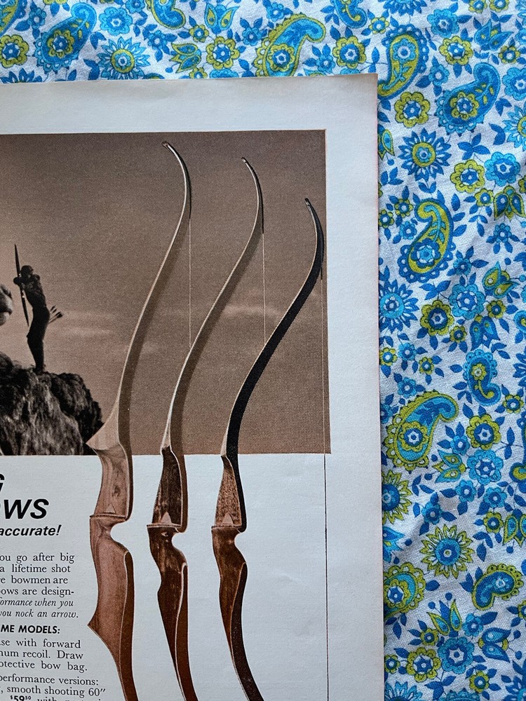Browning 1966 Print Ad Bow Hunting Big Game Advertisement