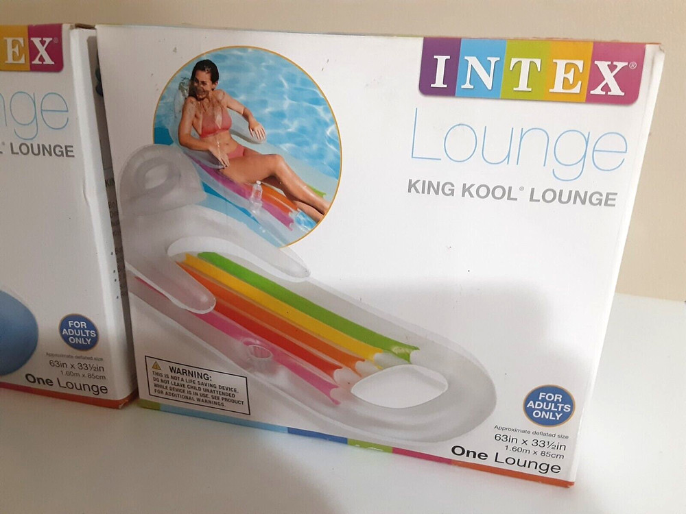 **NEW** INTEX KING KOOL INFLATABLE POOL LOUNGE FLOAT WITH HEADREST & CUP HOLDER