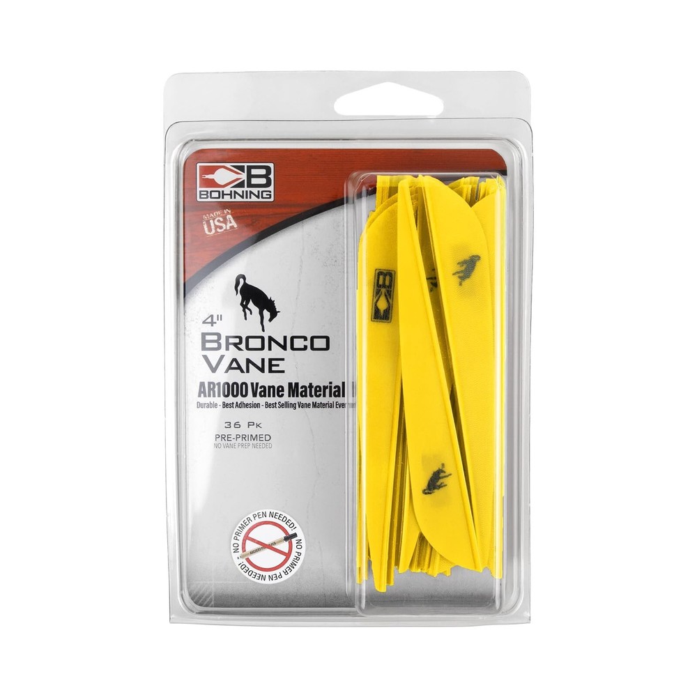 Bohning 4" Bronco Vanes, Neon Yellow, 36pk