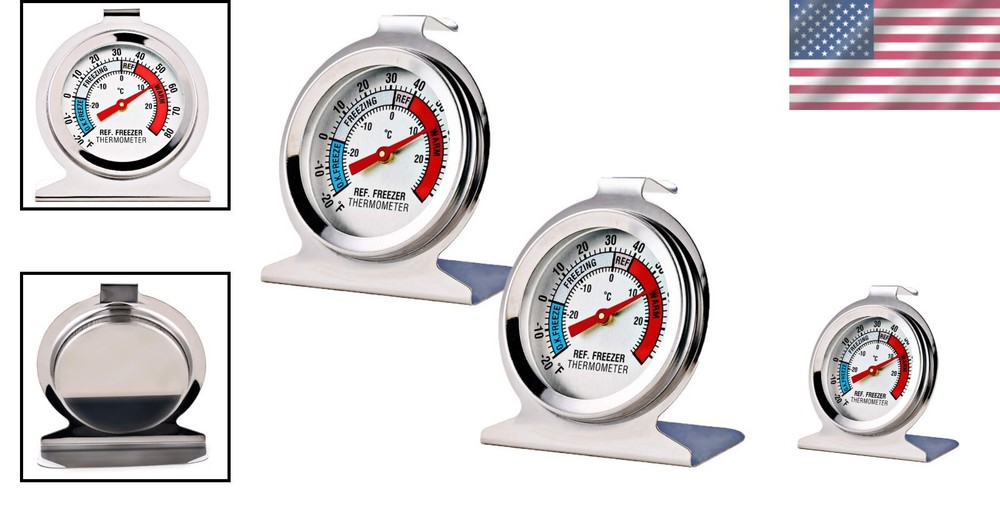 2 Pack Large Dial Refrigerator Freezer Thermometers - Waterproof & NSF Certified
