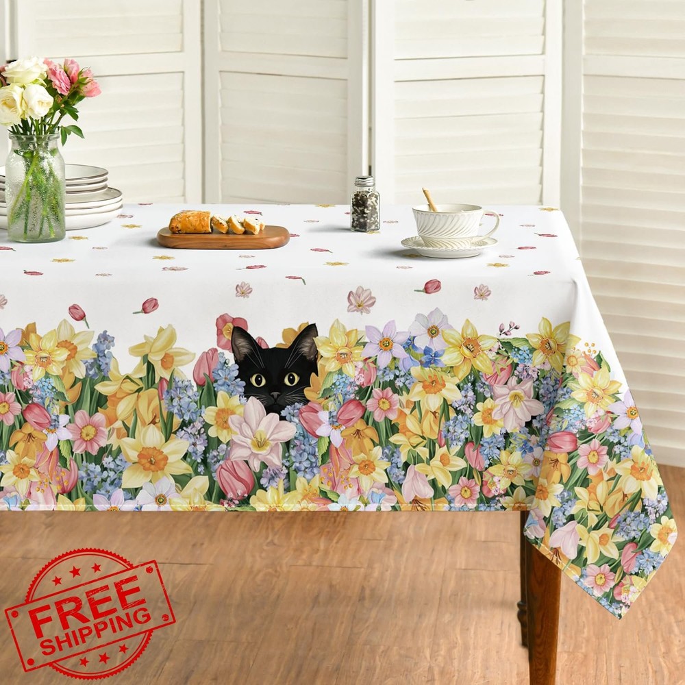 Horaldaily Spring Tablecloth 52x70 Rectangular Daffodil Flower Washable