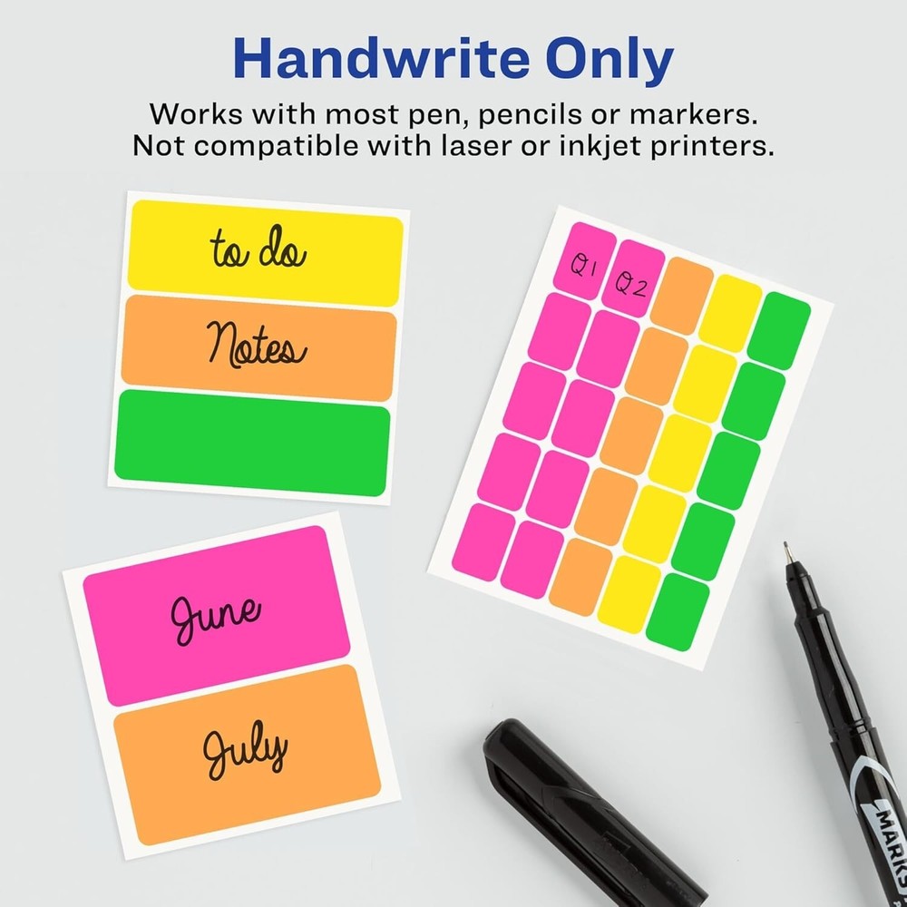 Avery Removable Color-Coding Labels, Handwrite 1/2" x 1-3/4" 180 Count