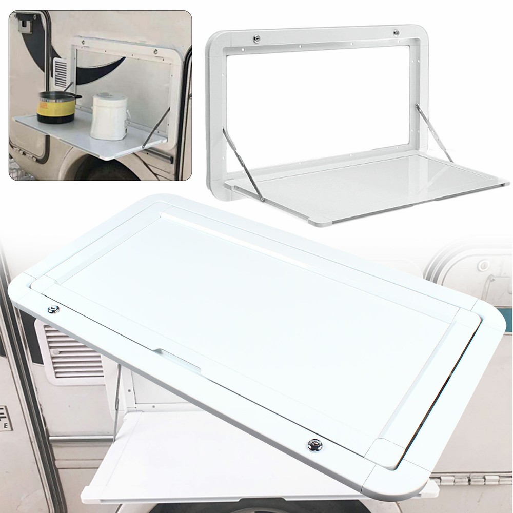 RV Caravan Picnic Folding External Table Aluminum 800x450mm Wall Mount White