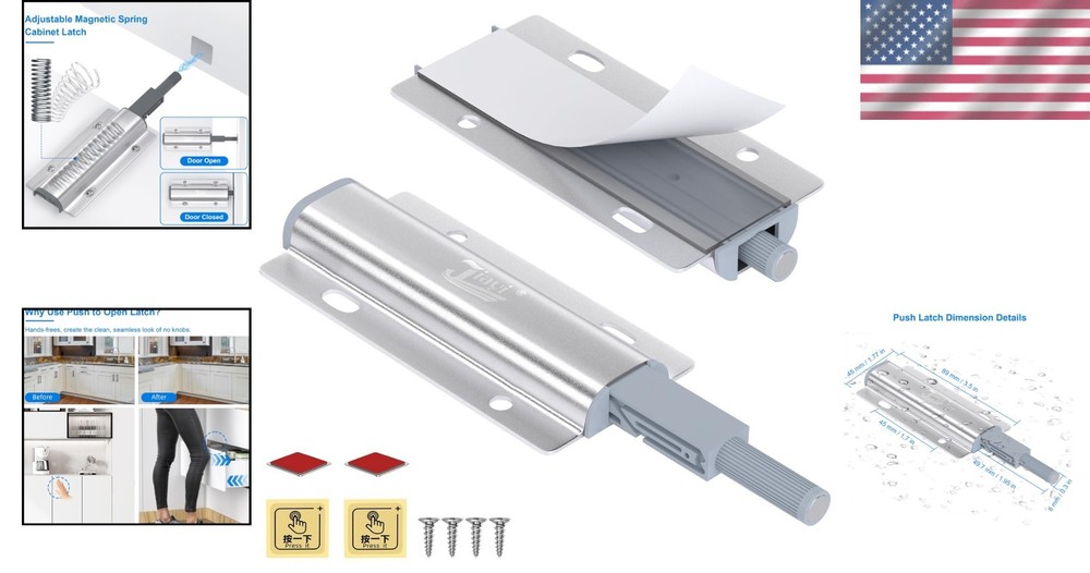 Seamless Installation Push Open Door Latch - Magnetic for Secure Closures