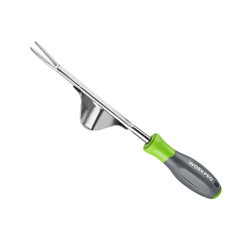 WORKPRO Weed Puller Tool Leverage Base V-Shaped Forks Root Digging Weeds Removal