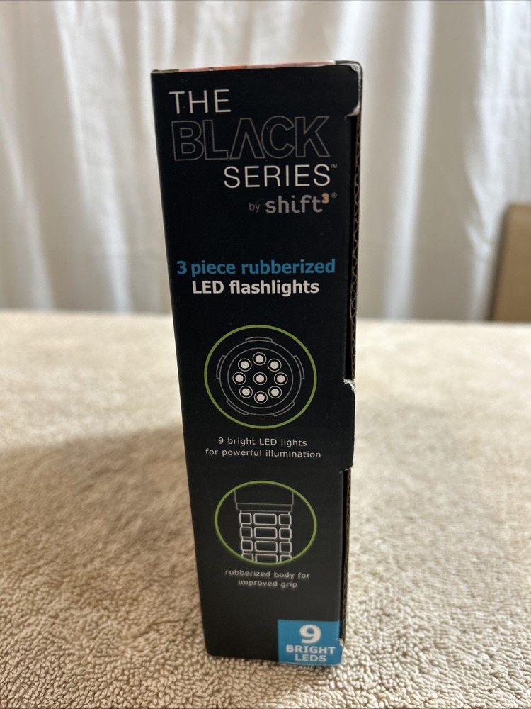 The Black Series 3 Piece Rubberized LED Flashlight. By Shift