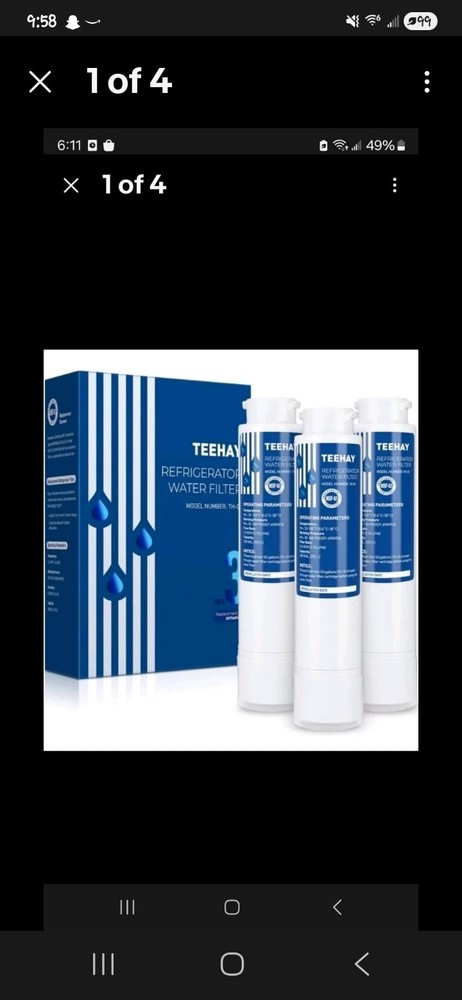 3-pack Teehay TH-01 Refrigerator Water Filter Replacement For EPTWFU01 NEW