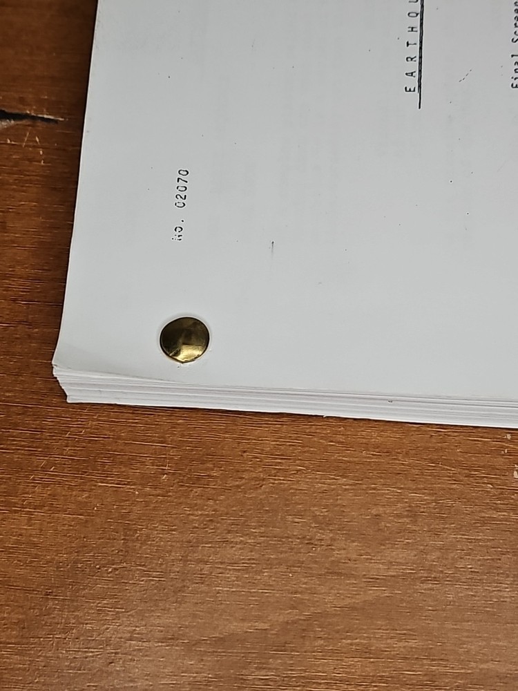 Earthquake Final Draft Screenplay Original Film Script Dated February 12 1974