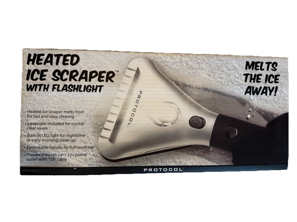 Protocol Heated Ice Scraper with Flashlight Brand New In Box