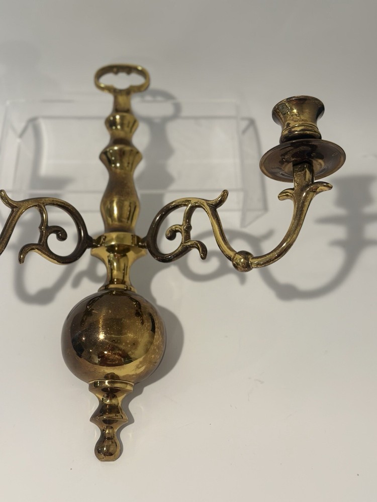 Brass Wall Scones Double Arm Wall Mount Vine Pattern Candle Holder Art Deco