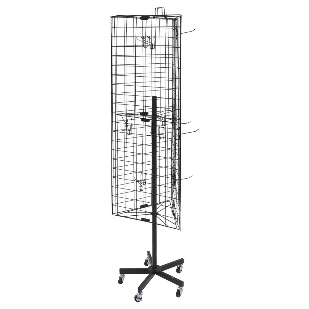Floor Standing Gridwall Display Stand, Moveable Triangular Grid Panel, w/ Wheels