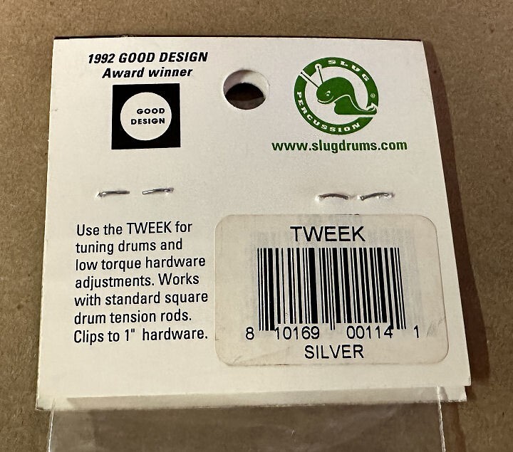 NOS RARE SILVER TWEEK CLIP ON DRUM KEY SLUG PERCUSSION