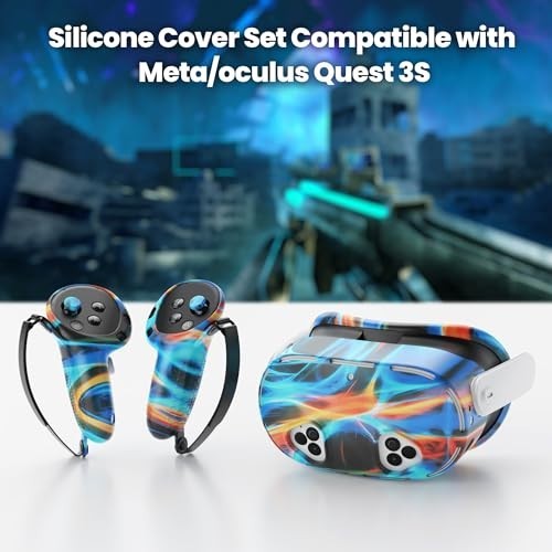 "Silicone Face Cover & VR Shell for Meta Quest 3, Touch Controller Grips & Lens