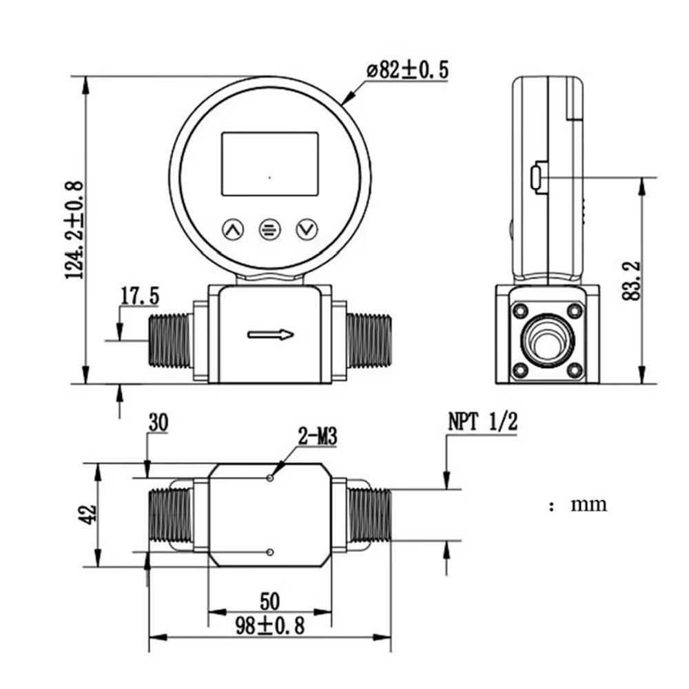 Digital Micro Gas Mass Flow Meter 300L/MIN for Compressed Air, Nitrogen & Oxygen