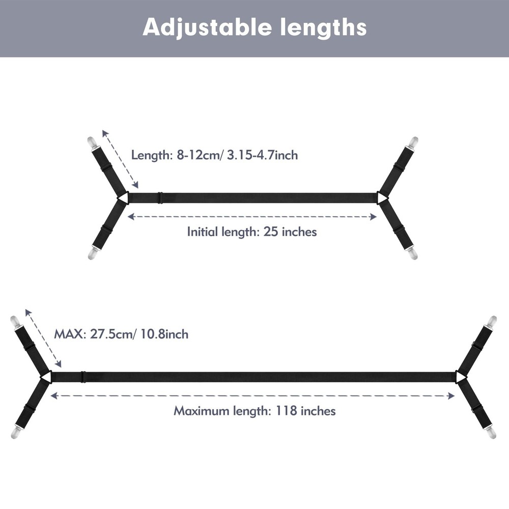 4 Pcs Bed Sheet Straps, Adjustable Fitted Sheet Clips Keeping Sheets Place He...