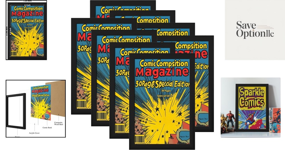 8 Pack Comic Book Frames, Fits Current 6 3/4 X 10 1/4, Wall/Tabletop Display