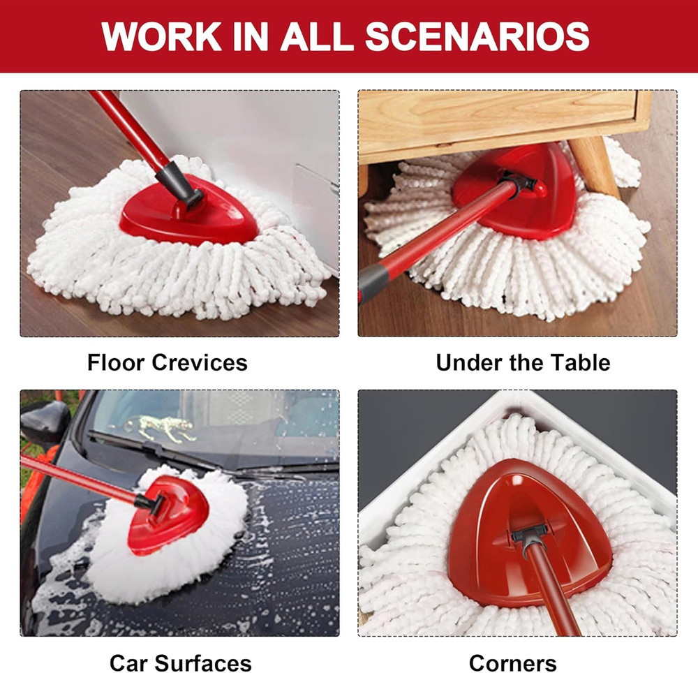 4 Pack Mop Heads Replacements for O-Ceda Easy Wrin Spin System, Microfiber Re...