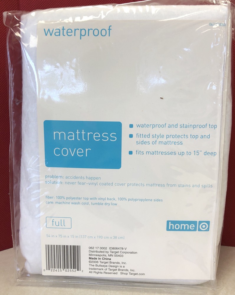 Target-Home Waterproof FULL Mattress Protector Cover - polyester top/vinyl back