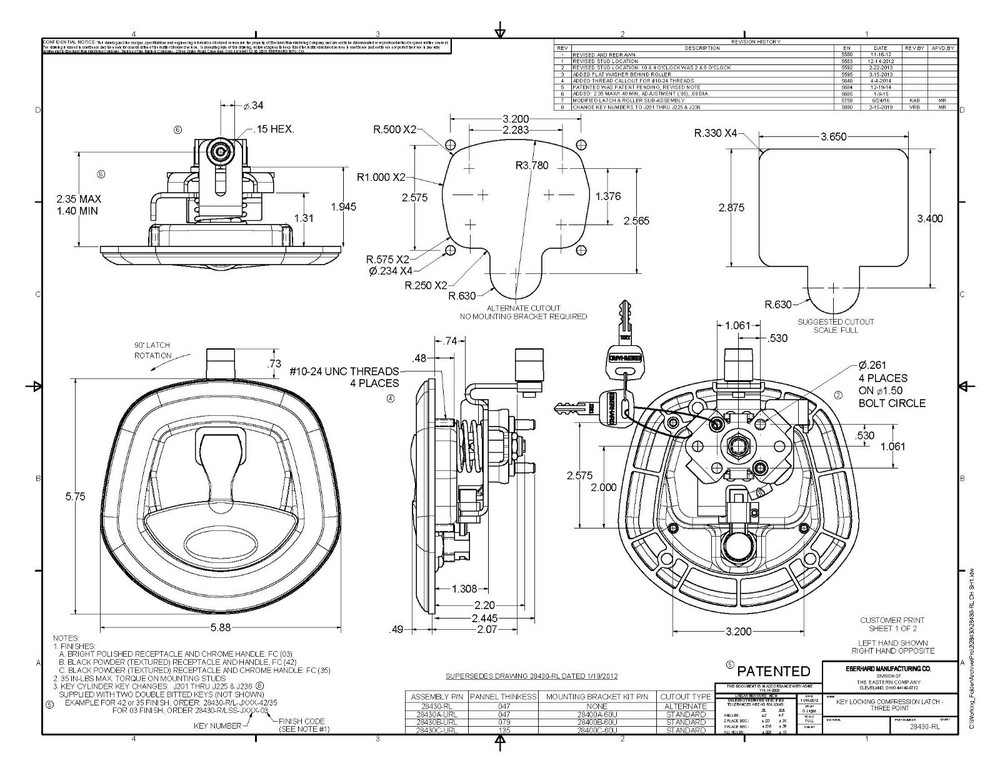 Black Whale Tail T Handle Lock Latch/Compression Lock Trailer Ute Toolbox