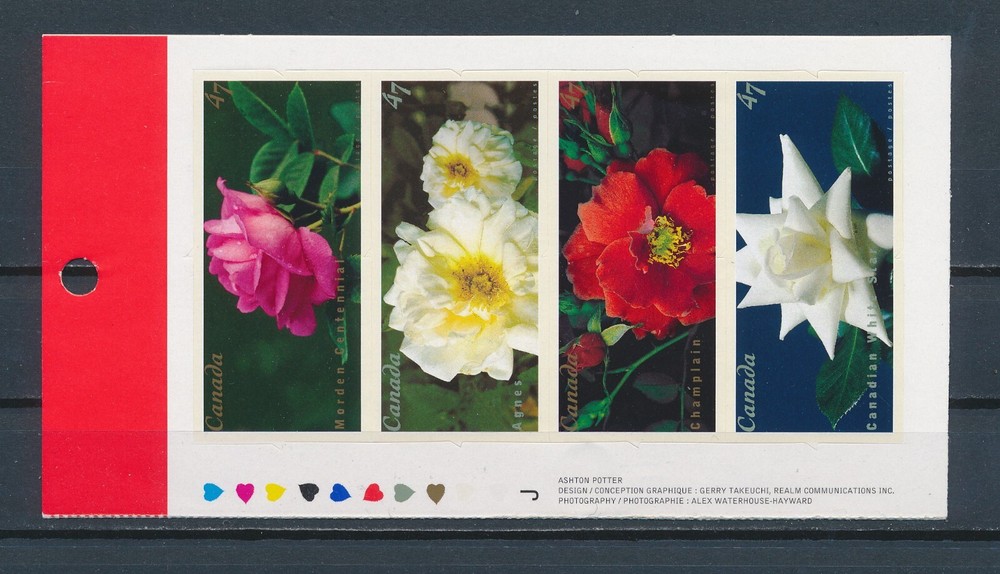 Canada   1914a MNH Booklet Pane, Roses, 2001