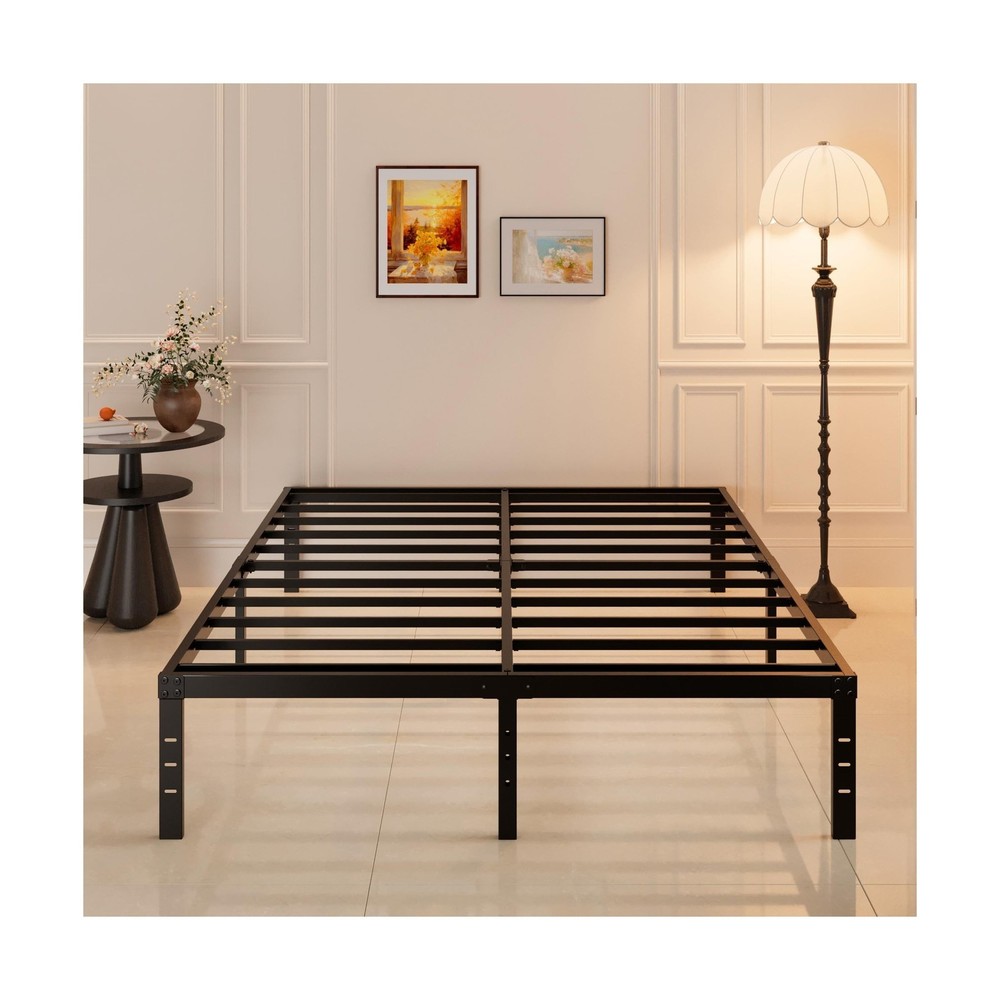 14 Inch Metal Bed Frame Queen Size No Box Spring Needed, Heavy Duty Platform ...
