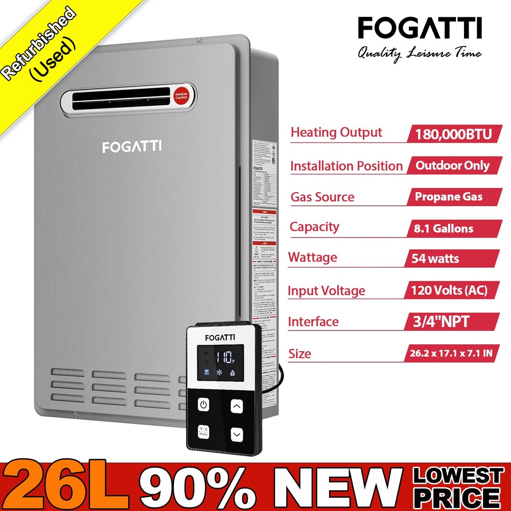 Used- Outdoor Tankless Water Heater Natural Gas 8.1 GPM 180,000 BTU Instant Hot