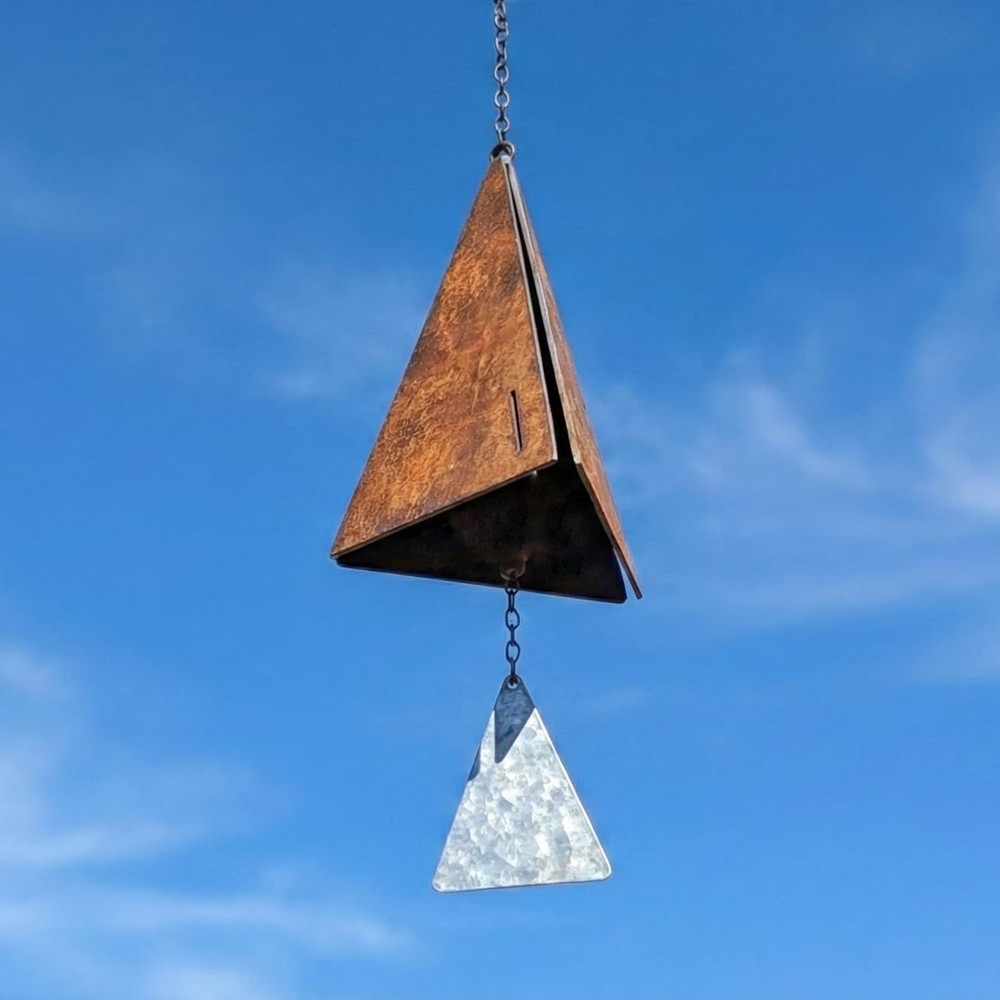 Rustic Steel Pyramid Wind Chimes - Single Chime