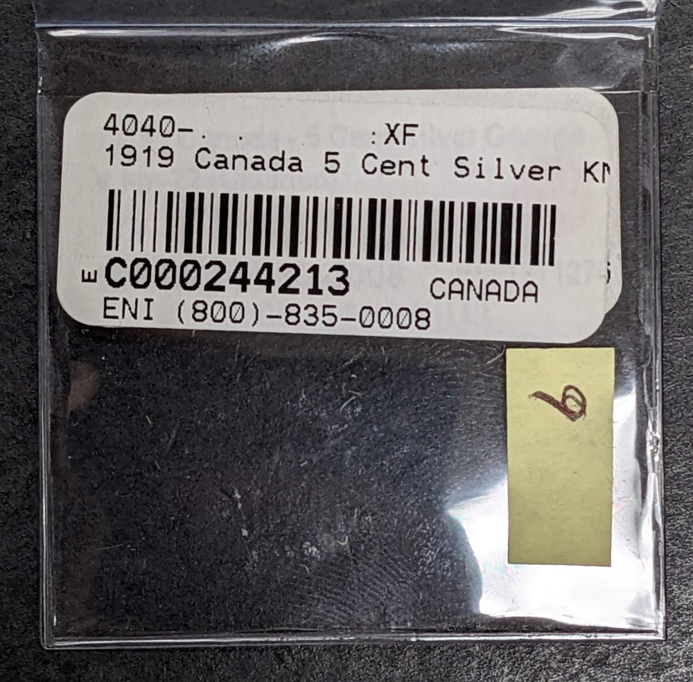 1919 Canada 5 Cent Silver George V Cleaned