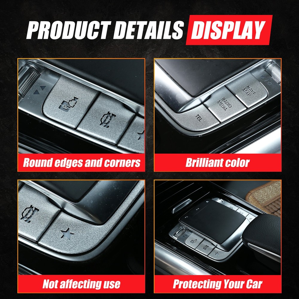 For Benz A-Class 2019-22 Silver Aluminum Multimedia Button Switch Middle Console