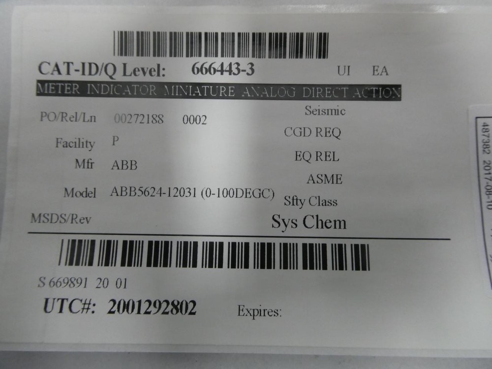 Abb ABB5624-12031 Vertical Panel Meter 0-100c