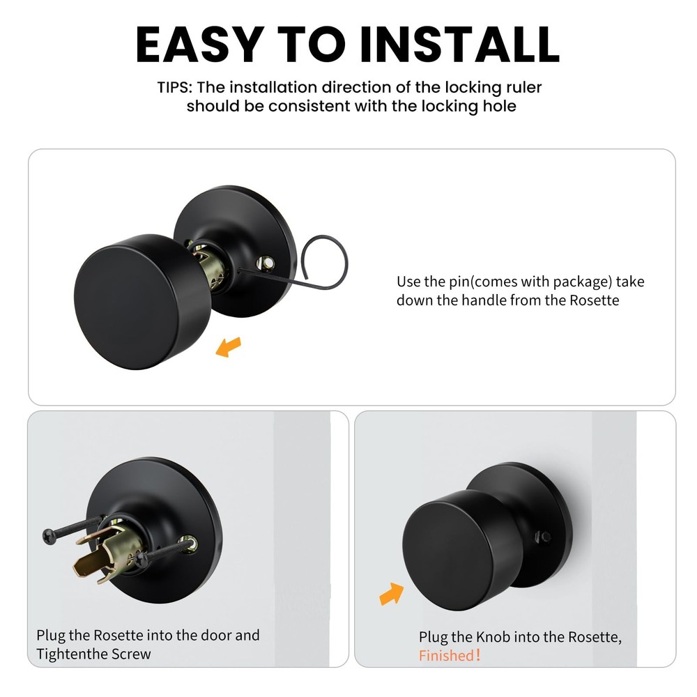 Goldenwarm 2 Pieces Black Dummy Door Knobs, - 1 Pack, Matte