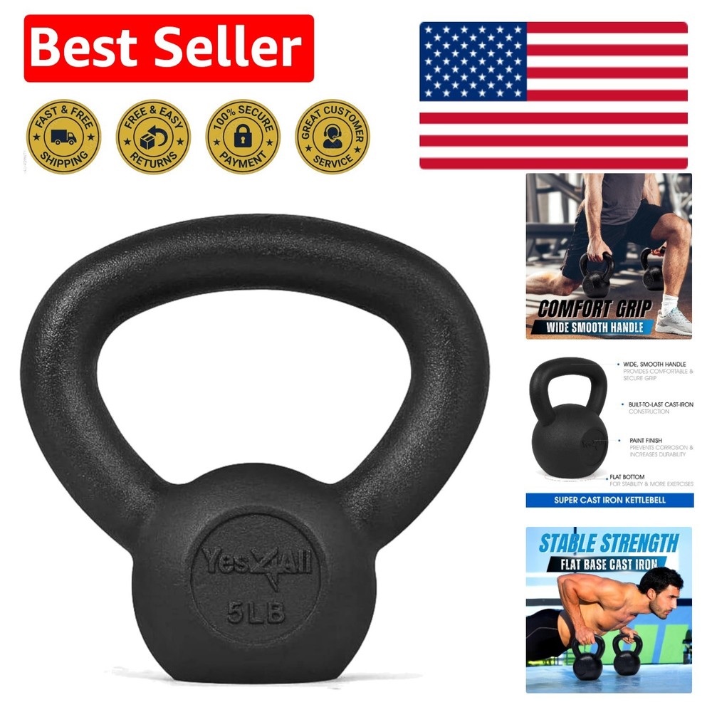 Solid Cast Iron Kettlebell - Durable 5-80 Lbs for Ultimate Strength Training