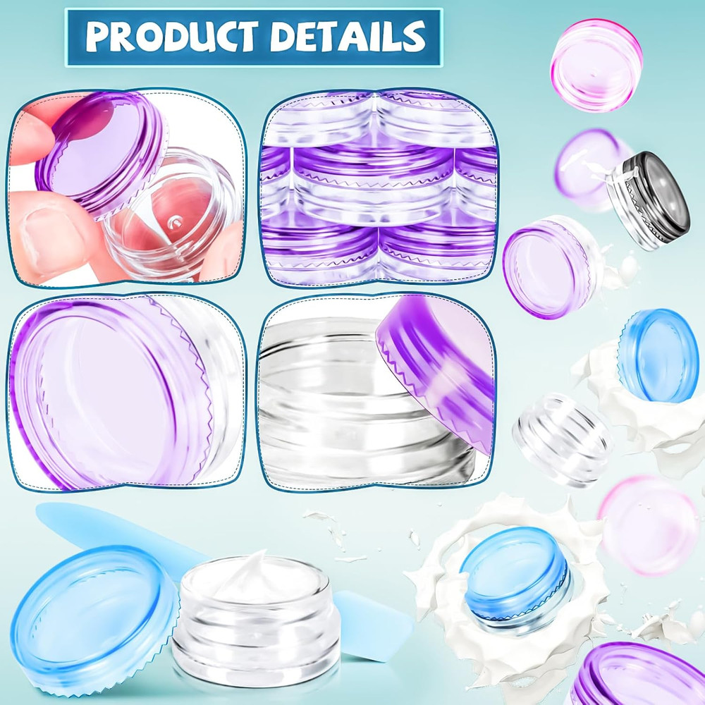 100 Pcs 3G Empty Plastic Containers with Lids,Tiny Makeup Sample Containers S...