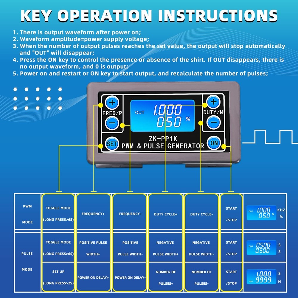 CenryKay Pwm Signal Generator,Dual Mode Function Frequency Generator Adjustab...