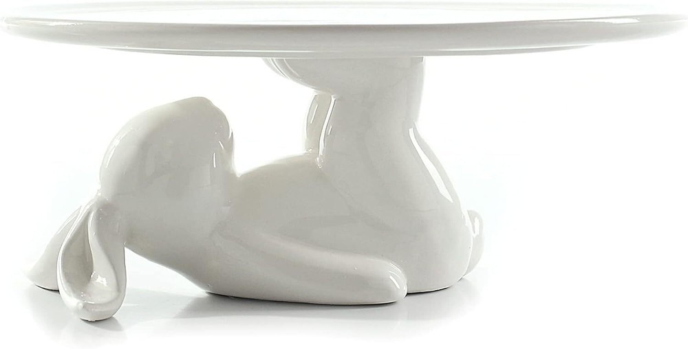 Ceramic Bunny Cupcake Stand 8.3 Inch for Easter Cookies Eggs Candy Display Decor