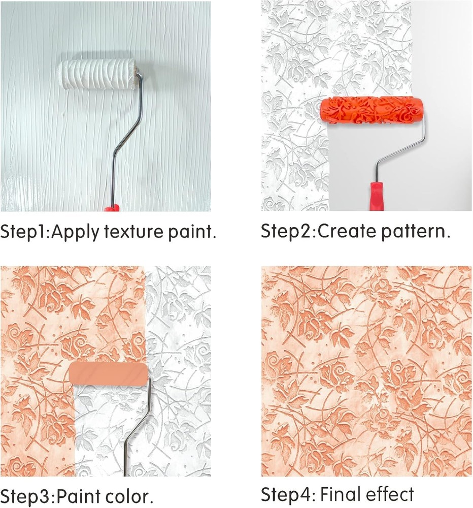 Hanroy 7'' Patterned Paint Roller for Wall Decoration Classic Brick Embossing Te