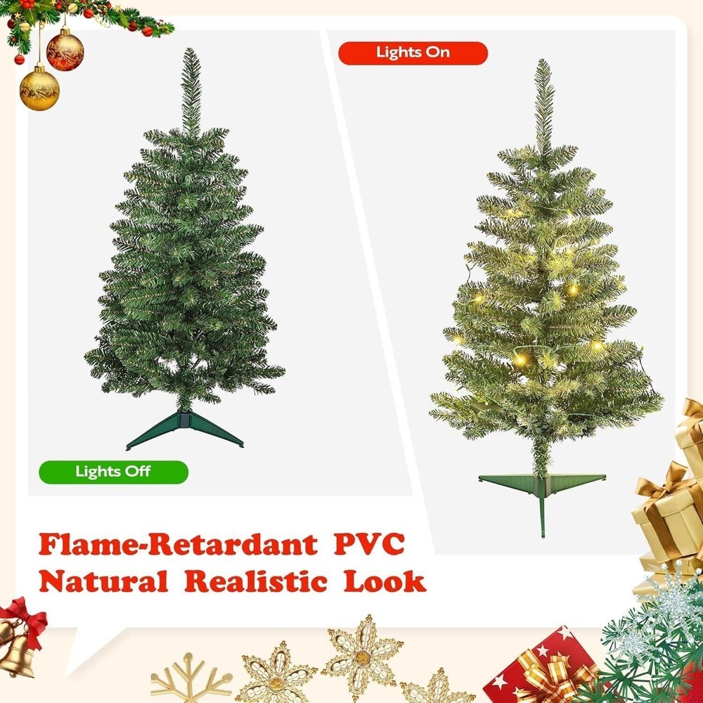 3ft Small Christmas Tree Mini Artificial White W Lights