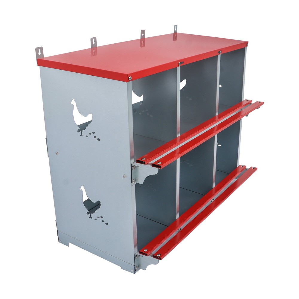 Heavy Nesting Box Chicken Nesting Box 6 Room Metal Nesting Red 6 Compartment